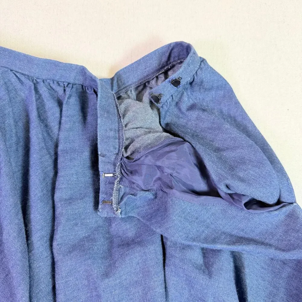 Vintage 90s Donna Karen New York Chambray Full Sweep Maxi Skirt Women's 10 USA - Picture 4 of 13
